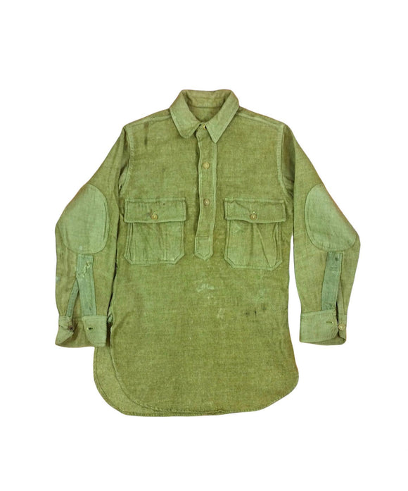 Vintage Military Rare Size XS Vintage 1910s WW1 US Army M-1917 Green Wool Flannel Field Pullover Shirt