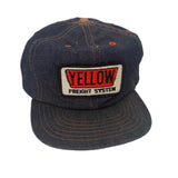 Vintage Clothing/Accessories - 70s to Early 80s Yellow Freight Systems Denim Trucker Snap Back Patch Hat Made in USA