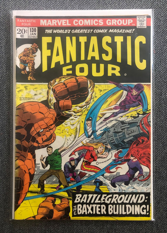 Vintage Comics Marvel Comics Fantastic Four Number 130 January 1973 Bagged And Boarded Fantastic Cover Art