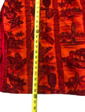Vintage Aloha 1960s Woman’s Aloha Dress Made In Hawaii Side Pleats Zipper Back 100% Cotton Fantastic Orange Red Tiki Pattern
