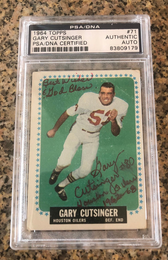 Art & Photography - 1964 Topps #71 Gary Cutsinger PSA/DNA Certified Encased Houston Oilers RC Rookie