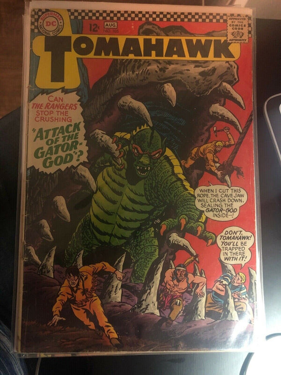 Vintage Comics Tomahawk #105 August 1966 The Gator God Bagged And Boarded
