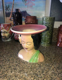 Vintage Home Decor Shawnee 896 Polynesian Hawaiian Head Vase Planter Tiki Eames Era MCM