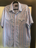 Vintage Clothing XL Pearl Snap Planes Western Ware Cotton Poly Short Sleeve Hickory Strip Pattern