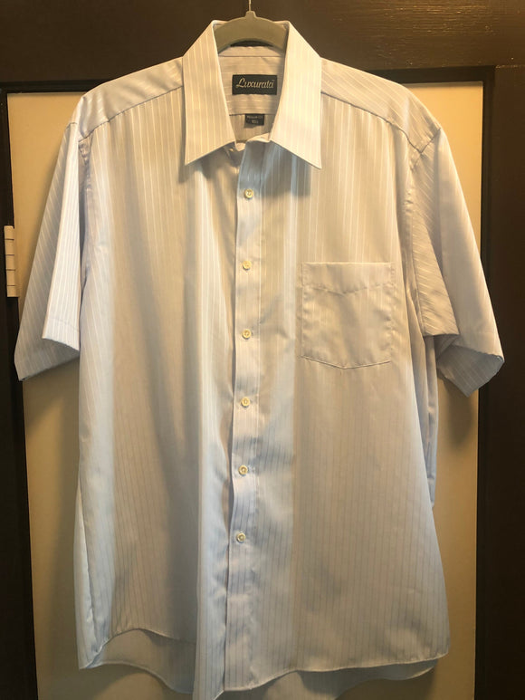 Vintage Clothing Dead Stock 1970s Men's Dress Shirt Short Sleeve Luxurata Fresh Out Of The Cellophane! Size Large