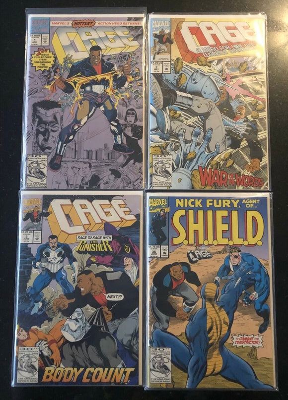 Vintage Comics Marvels Cage Number 1-3 & Nick Fury Agent Of Shield Number 36 1992 Comic Lot