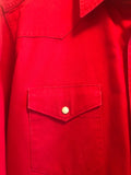 Vintage Clothing 1990s Large Wrangle Shirt Jacket Heavy Cotton Cowboy Fire Engine Red Pearl Snap