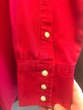 Vintage Clothing 1990s Large Wrangle Shirt Jacket Heavy Cotton Cowboy Fire Engine Red Pearl Snap