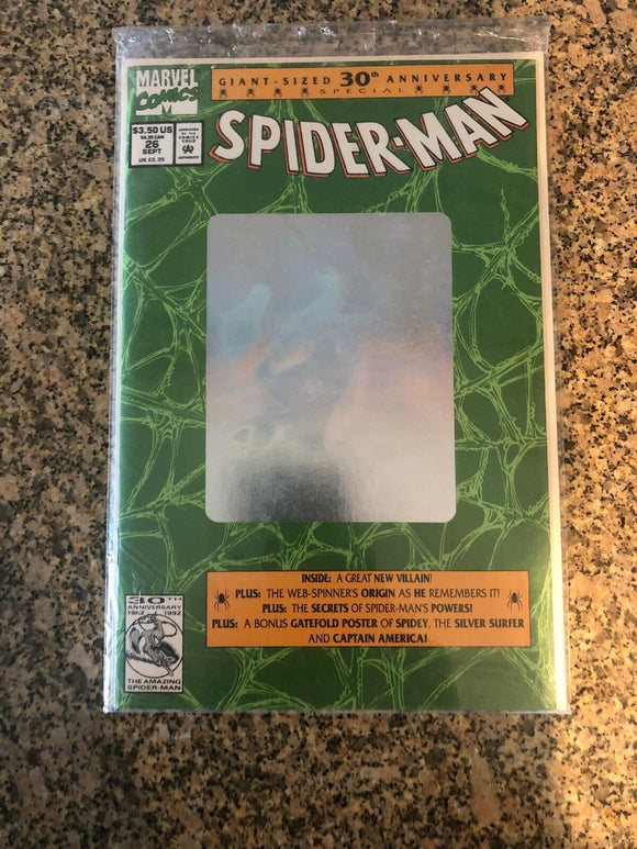 Vintage Comics Spiderman Comic Book #26 Hologram Cover W/ Silver Surfer Captain America Poster