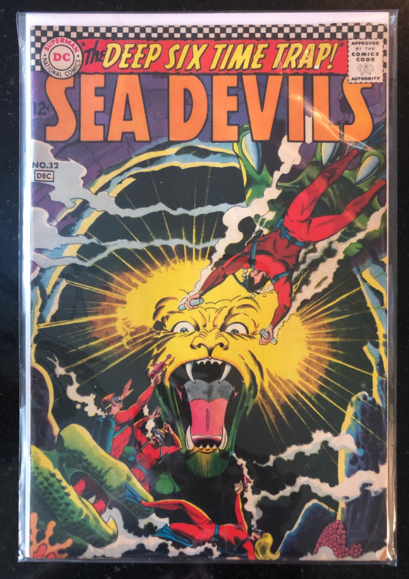 Vintage Comics DC Comics 1966, SEA DEVILS #32, in the story “The Deep Six Time Trap”