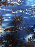 Vintage Aloha K Y’s Made in Hawaii 2X Men's Aloha Shirt Deadstock 100% Cotton Vivid Blues