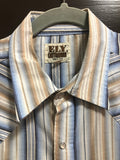 Vintage Clothing Ely Cattlemen Short Sleeve Pearl Snap Men's Shirt Size Large Shoulder Yoke Metallic Striping
