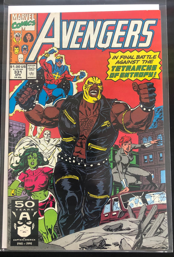 Vintage Comics The Avengers #331 April 1991 The Final Battle Against The Tetrarchs Of Entropy Bagged And Boarded