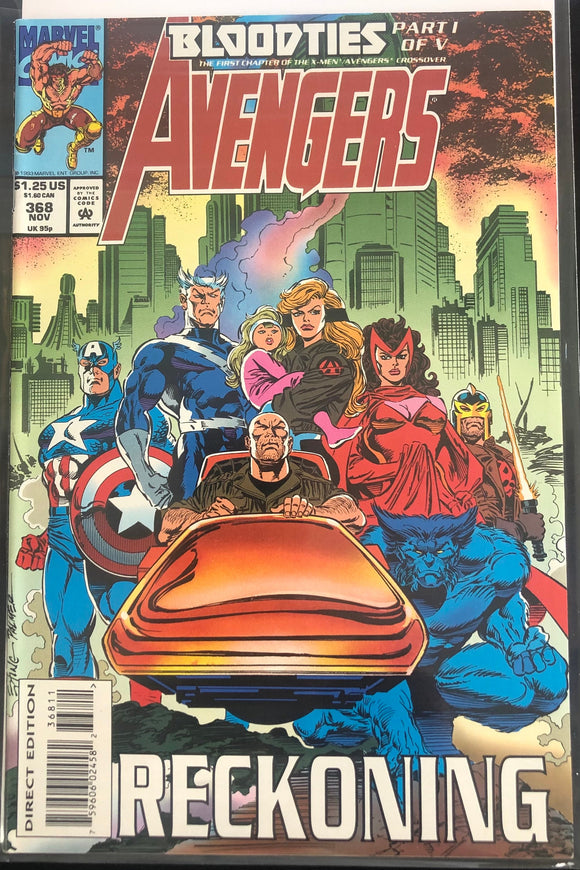 Vintage Comics The Avengers #368 Bloodties Part 1 of 5 November 1993 Bagged And Boarded