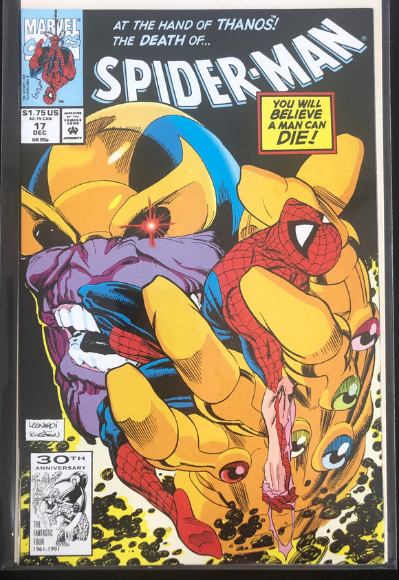 Vintage Comics Spider-Man #17 December 1991 “At The Hands Of Thanos” Bagged And Boarded