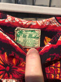 Vintage Aloha 1960s 100% Cotton Women’s Aloha Hawaiian Dress Tapa Print 42.5”Length 23” Pit To Pit Made In Hawaii