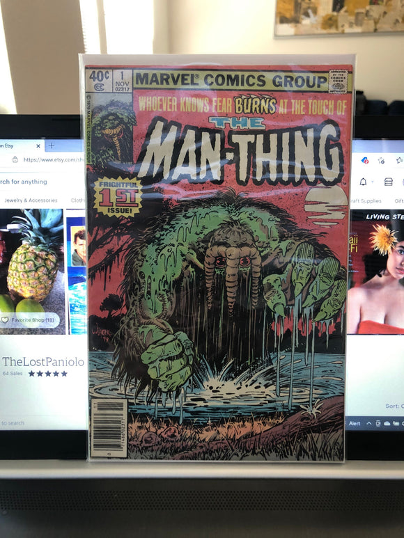 Vintage Comics Marvel’s The Man-Thing Number 1, 2nd Series November 1979 Bagged And Boarded Fantastic Cover Art