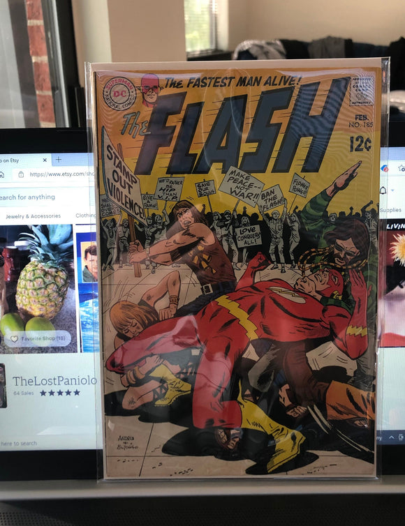 Vintage Comics DC Comics The Flash Number 185 February 1969 Bagged And Boarded Fantastic Cover Art