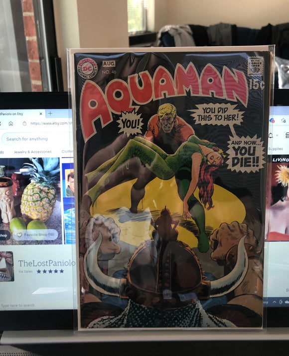 Vintage Comics DC Comics Aquaman Number 46 August 1969 Bagged And Boarded Fantastic Cover Art