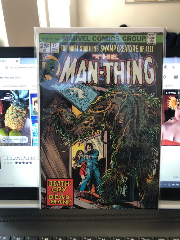 Vintage Comics Marvel’s Man Thing Number 12 December 1974 Bagged And Boarded Fantastic Cover Art