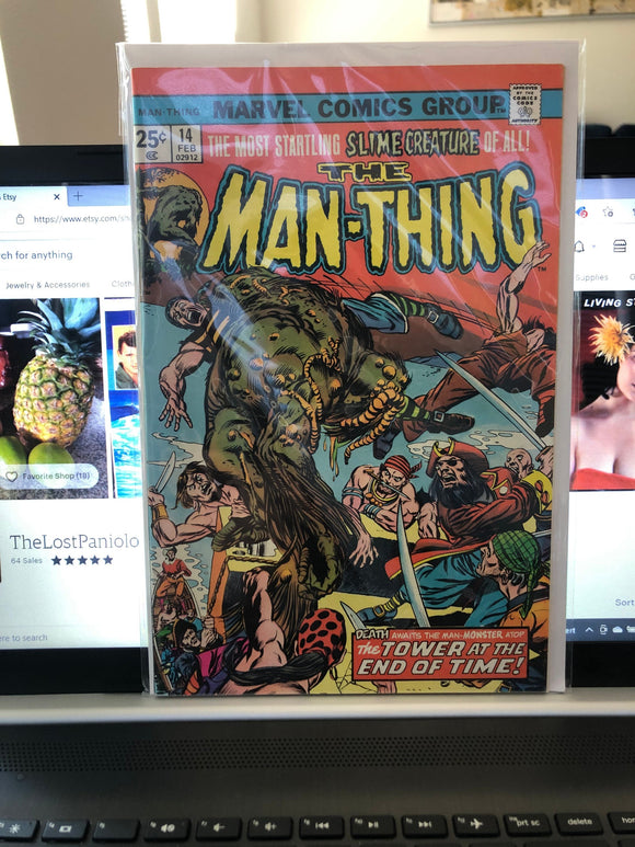 Vintage Comics Marvel’s Man-Thing Number 14 February 1975 Bagged And Boarded Fantastic Cover Art