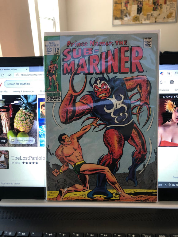 Vintage Comics Marvel’s Sub-Mariner Number 13 First Series April 1969, Bagged And Boarded Fantastic Cover Art