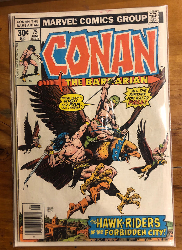 Vintage Comics Marvel’s Conan The Barbarian #75 June 1977 Bagged And Boarded Fantastic Cover Art