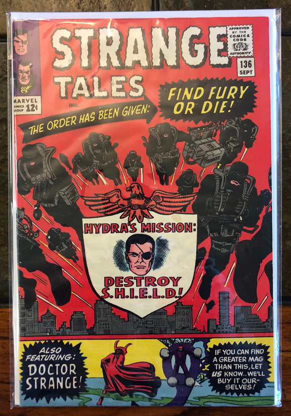 Vintage Comics Marvel’s Strange Tales Find Fury Or Die! #136 September 1965 Bagged And Boarded Fantastic Cover Art