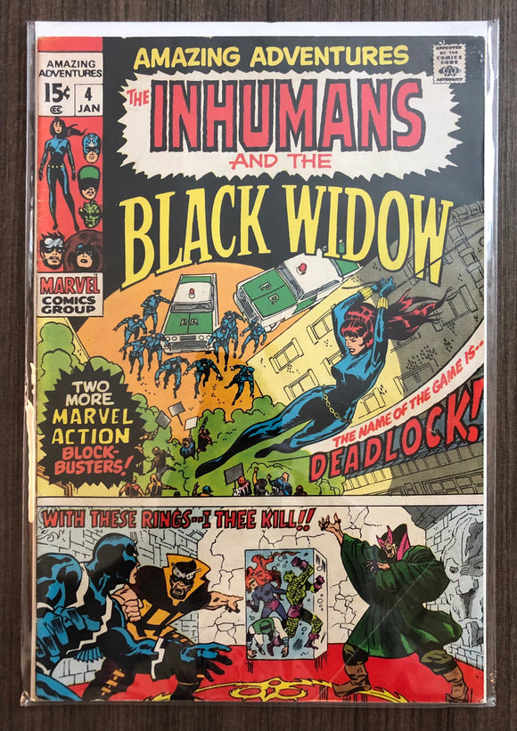 Vintage Comics Marvel’s Amazing Adventures The Inhumans And The Black Widow #4 January 1971 Bagged And Boarded Fantastic Cover Art