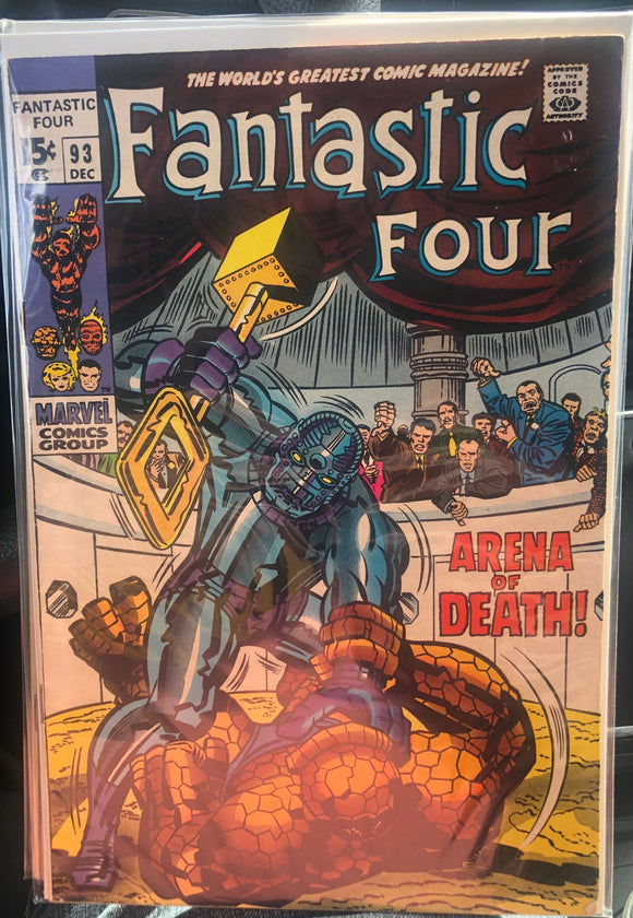 Vintage Comics Marvel’s Fantastic Four #93 December 1969 Bagged And Boarded Fantastic Cover Art