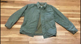 Vintage Military WW2-Korean War Era OD Green Single Snap Top Pocket Snap Zip Front* Field Jacket With OCS Stenciled On Back Size Large