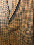 Vintage Clothing Stafford Men’s Size 43R Tailored In USA 100% Wool Classic Houndstooth Charcoal Taupe On Brown Single Vent Sports Jacket
