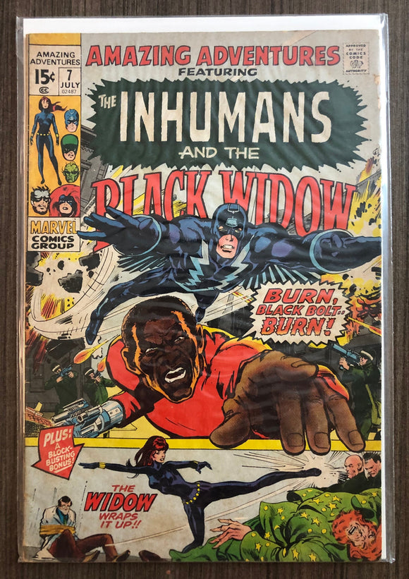 Vintage Comics Marvel’s Amazing Adventures The Inhumans And The Black Widow #7 July 1971 Bagged And Boarded Fantastic Cover Art