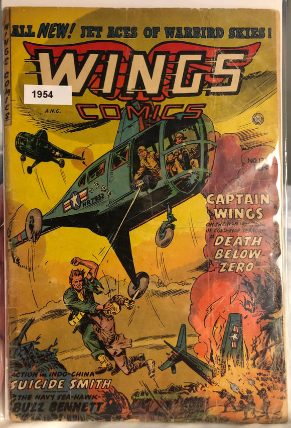 Vintage Comics Fiction House Wings Comics #124 July 1954 Bagged And Boarded Fantastic Cover Art Golden Age Book War Comic Wow!
