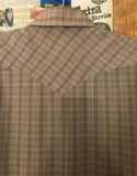 Vintage Clothing Men’s Short Sleeve Plaid Pearl Snap “Authentic Western” Brand Size Medium To Large Cotton Poly Shirt