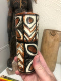 Vintage Home Decor 1964 Hawaiian Hand Painted Vase 6 Inches Tall Signed & Dated Traditional Tapa Design