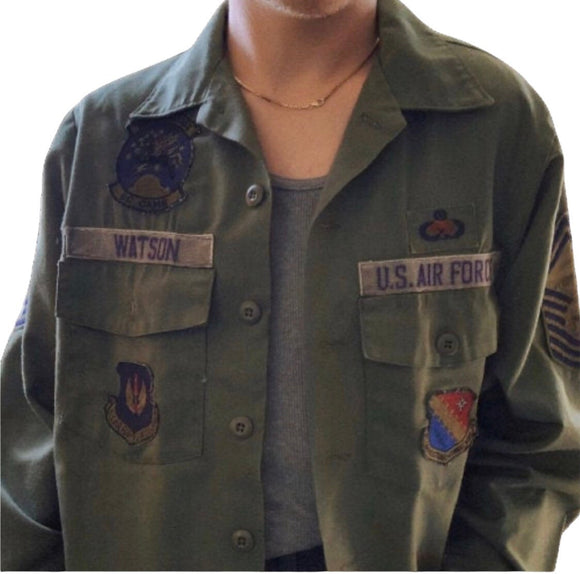 Vintage Military Vietnam Era Air Force Uniform Jacket With All Original Patches Men's L - XL