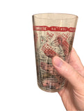 Vintage Home Decor 1960s Federal Glass Company MCM Glass Cocktail Bar Drink Mixing Tumbler Red & Black Graphics 5.75”