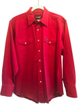 Vintage Clothing 1990s Large Wrangle Shirt Jacket Heavy Cotton Cowboy Fire Engine Red Pearl Snap