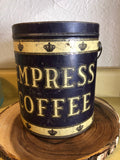Vintage Home Decor Antique 20s - 30s, 5 lbs Empress Coffee Tin With Handel Fantastic Graphics Brilliant Display Piece