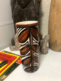 Vintage Home Decor 1960s Hawaiian Hand Painted Vase Signed By Lokena, Nice Traditional Tapa Design 6.25” Tall