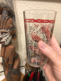 Vintage Home Decor 1960s Federal Glass Company MCM Glass Cocktail Bar Drink Mixing Tumbler Red & Black Graphics 5.75”