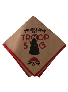 Vintage Clothing 1960s Brook Lawn New Jersey Troop 56 Boy Scout Neckerchief