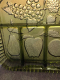 Vintage Home Decor Indiana Glass Olive Green 5-Section Divided Fruit Relish Serving Tray Dish #0856 12.75” x 9”