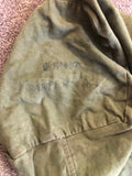 Vintage Military WW2 Era Heavy Canvas Duffel Bag With 8 Digit Military ID Number & Names.