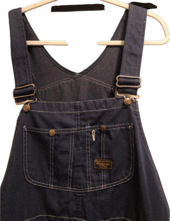 Vintage Clothing 1960s Sears & Roebuck Perma-Press Tri Blend 36/30 Buckle Front Zipper Overalls Fantastic Condition Made In USA