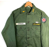 Vintage Military Vietnam War Era OG 107 Army Field Uniform Top With Patches Size Medium