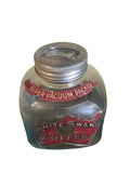 Vintage Home Decor Fantastic 1930s - 40s Art Deco White Swan Coffee Jar With Embossed 2 Part Glass Tin Lid About 4” Square