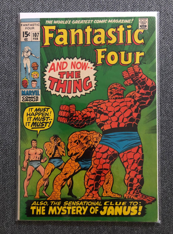 Vintage Comics Marvel’s Fantastic Four Number 107 February 1971 Key Comic Bagged And Boarded Fantastic Cover Art