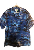 Vintage Aloha K Y’s Made in Hawaii 2X Men's Aloha Shirt Deadstock 100% Cotton Vivid Blues